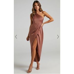 Showpo Dusty Rose one-shoulder midi dress